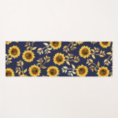 Tapis De Yoga Sunny Yellow Gold Navy Feuille Motif (Devant (Horizontal))