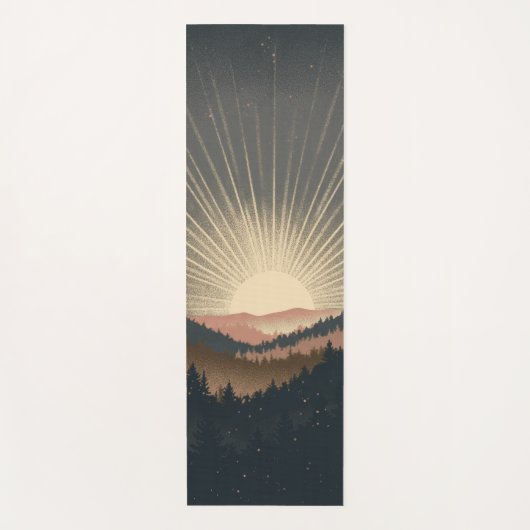 Tapis De Yoga Sunrise Over Forest Mountains (Devant)