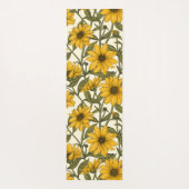 Tapis De Yoga Sunroot, tournesol sauvage sur blanc (Dos)