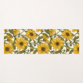 Tapis De Yoga Sunroot, tournesol sauvage sur blanc (Devant (Horizontal))