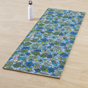 Tapis De Yoga Surf Pareau Hawaïen Hibiscus Surf - Bleu-Turquoise