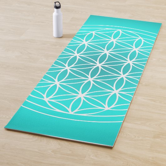 Tapis De Yoga Symbole de Mandala Turquoise Fleur de la vie (En situation)