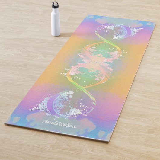 Tapis De Yoga Symbole d'infini, Arc-en-ciel holographique, Perso (En situation)
