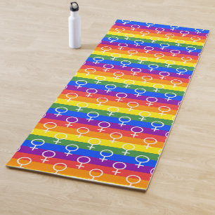 Tapis De Yoga Symbole féminin Motif arc-en-ciel