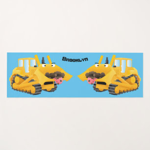 Tapis De Yoga Sympa joli caractère de dessin animé au bulldozer