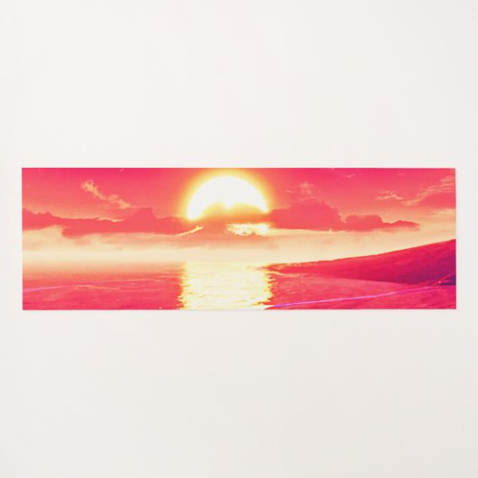 Tapis De Yoga Synthwave numérique Sunset Sea Reflection (Dos (Horizontal))