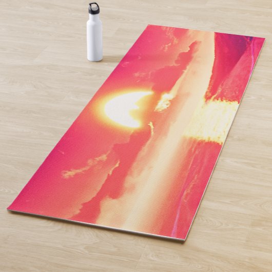 Tapis De Yoga Synthwave numérique Sunset Sea Reflection (En situation)