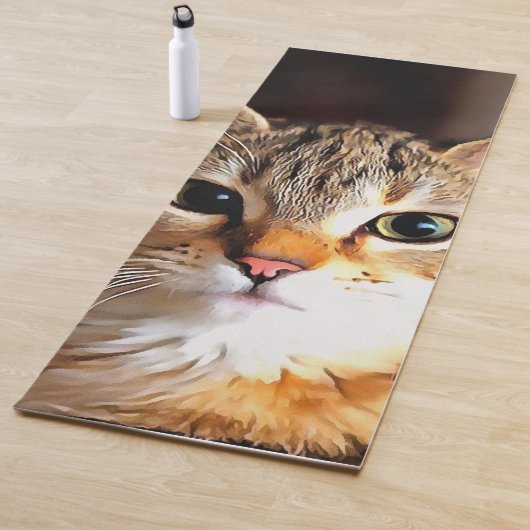 Tapis De Yoga Tabby Artistique Chat Kitten Portrait (En situation)