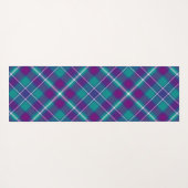 Tapis De Yoga Tartan vert de mer, violet et bleu (Dos (Horizontal))