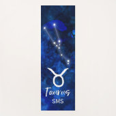 Tapis De Yoga Taurus Zodiac Constellation Blue Galaxy Monogramme (Devant)
