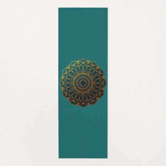 Tapis De Yoga Teal and Gold Mandala (Devant)