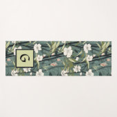 Tapis De Yoga Teal Green Chinoiserie Initial Tropical Floral (Devant (Horizontal))