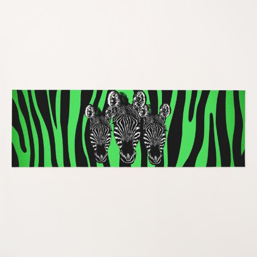 Tapis De Yoga Tendance Lime Zebra Herd Second Side Zebra Imprime (Devant (Horizontal))