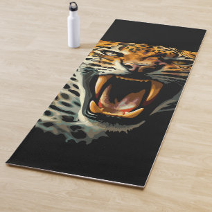 Tapis De Yoga Tête d'attaque du léopard