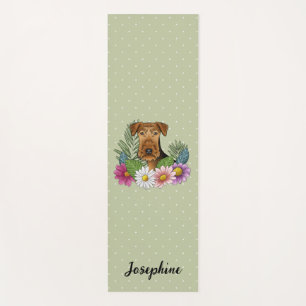Tapis De Yoga Tête de chien Airedale Terrier Fleurs Colorées Ver