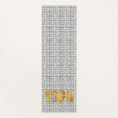 Tapis De Yoga Texte YOGA en or avec Silhouette sur Motif noir (Devant)