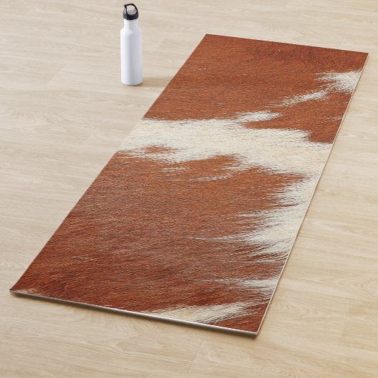 Tapis De Yoga texture Brown et blanche de la vache (En situation)