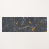 Tapis De Yoga Texture de luxe en marbre noir et or Monogramme (Devant (Horizontal))