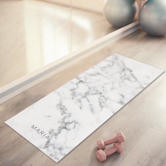 Tapis De Yoga Texture de marbre blanc faux semblable & nom perso