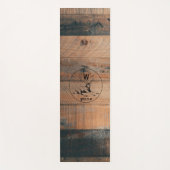 Tapis De Yoga Texture en bois rustique et monogramme de cerfs su (Devant)
