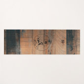 Tapis De Yoga Texture en bois rustique et monogramme de cerfs su (Devant (Horizontal))