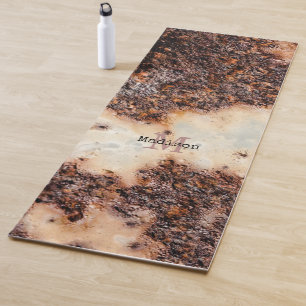 Tapis De Yoga Texture métallique brun rouillé cool nom personnal