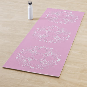 Tapis De Yoga Texture rose florale rétro.