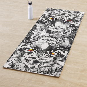 Tapis De Yoga Tiger Yoga Mat Dessin noir et blanc - Gros Chats