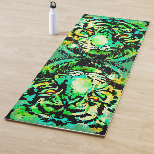 Tapis De Yoga Tigre réaliste Yoga Mat Green - Faune Gros Chats