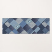 Tapis De Yoga Tissu bleu Denim Patchwork (Dos (Horizontal))