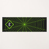 Tapis De Yoga Toile d'araignée verte de néon noir Monogramme d'H (Devant (Horizontal))