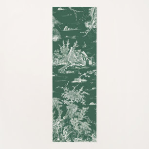 Tapis De Yoga Toile de Jouy verte