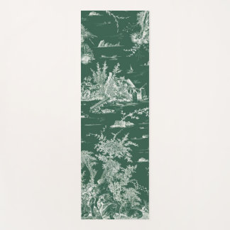 Tapis De Yoga Toile de Jouy verte