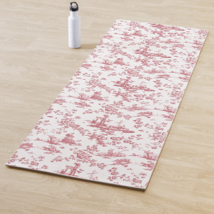 Tapis De Yoga Toile vintage Florale de Jouy-Pink