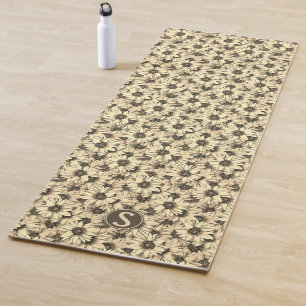 Tapis de Yoga Ton Sépia Charme Vintage Tournesol