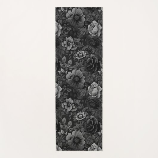 Tapis De Yoga Tons de gris floral (Devant)