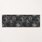 Tapis De Yoga Tons de gris floral (Devant (Horizontal))