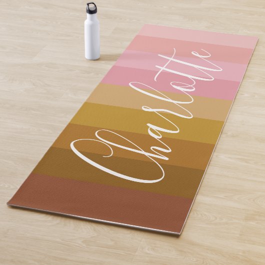 Tapis De Yoga Tons de Terre rose Gradient Personnalisés (En situation)