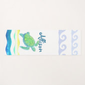 Tapis De Yoga Tortue bleue et verte (Devant (Horizontal))