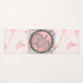 Tapis De Yoga Tortue de mer sur marbre rose (Devant (Horizontal))