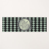 Tapis De Yoga Tortue de mer verte et argentée (Devant (Horizontal))