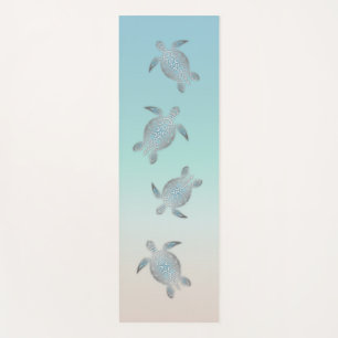 Tapis De Yoga Tortues de mer en argent style plage