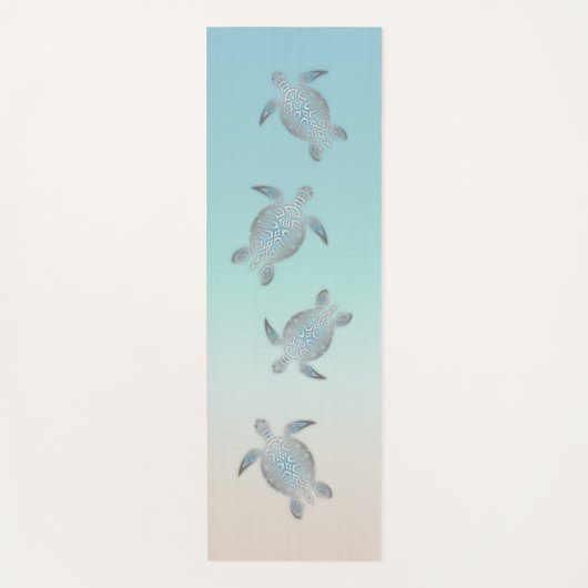 Tapis De Yoga Tortues de mer en argent style plage (Devant)