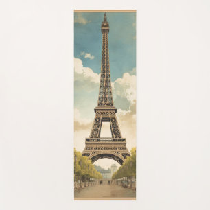 Tapis De Yoga Tour Eiffel Paris Voyage Style Rétro Art Vintage