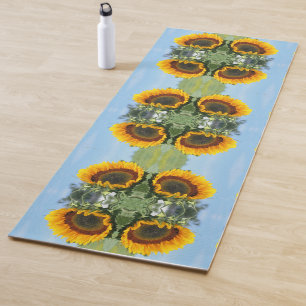 Tapis De Yoga Tournesol Au Soleil Fleur Abstraite Art