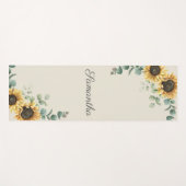 Tapis De Yoga Tournesol Eucalyptus Script de verdure Floral (Devant (Horizontal))
