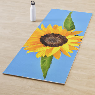 Tapis De Yoga Tournesol jaune contre soleil sur le ciel bleu Yog