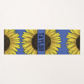 Tapis De Yoga Tournesol sur monogramme solide Nom (Devant (Horizontal))