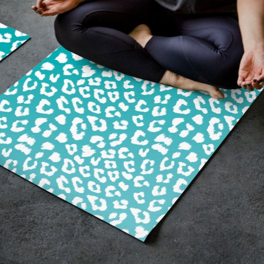 Tapis De Yoga Tourquoise Leopard Patters