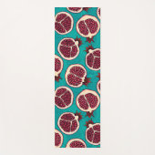Tapis De Yoga Tranches de grenade sur turquoise (Devant)